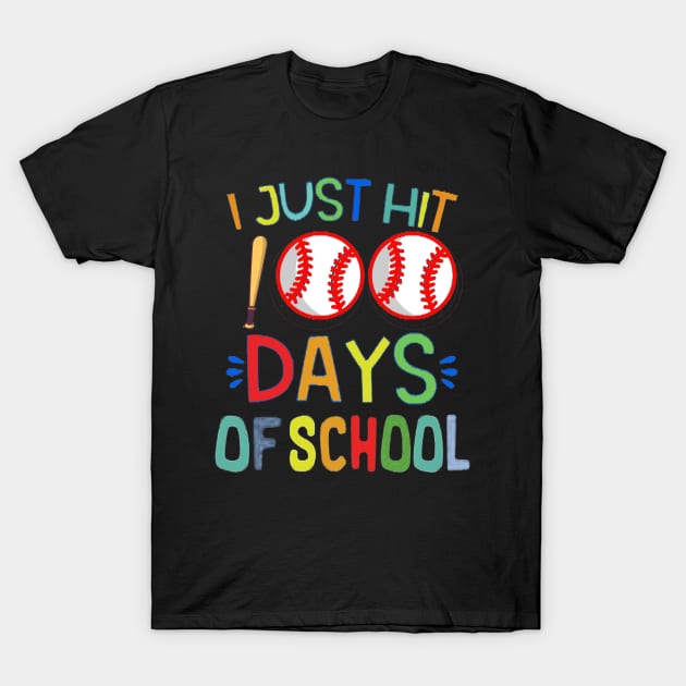 I just hit 100 days of School baseball 100th day Boys Funny T-Shirt by MARBBELT